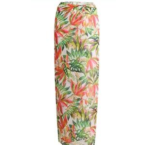 Tropical Floral Sarong Maxi Cover Up Swim Beach Pool Resort Vacation